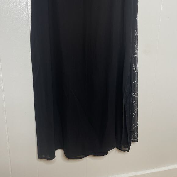 Vintage Bloomingdale’s Silk Beaded Black Evening Dress 14 Gothic Witchy Vamp - Picture 11 of 13